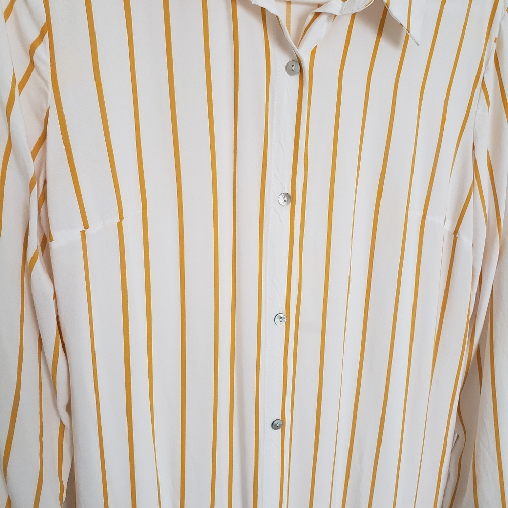 FOREVER21 🌟 White Yellow Striped Dress - Picture 3 of 10